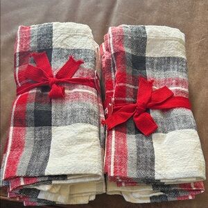 Plaid Red and Black Napkins Set Christmas